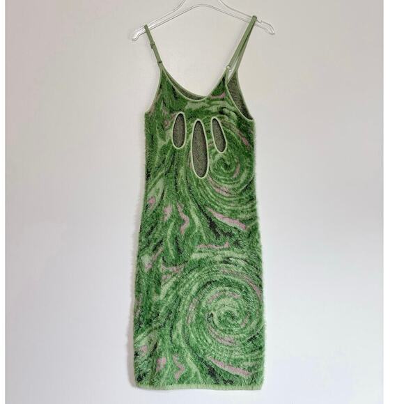 House Of Sunny Hot Springs Hockey Mini Knitted Dress in Grass Green Size 6 - Picture 7 of 14